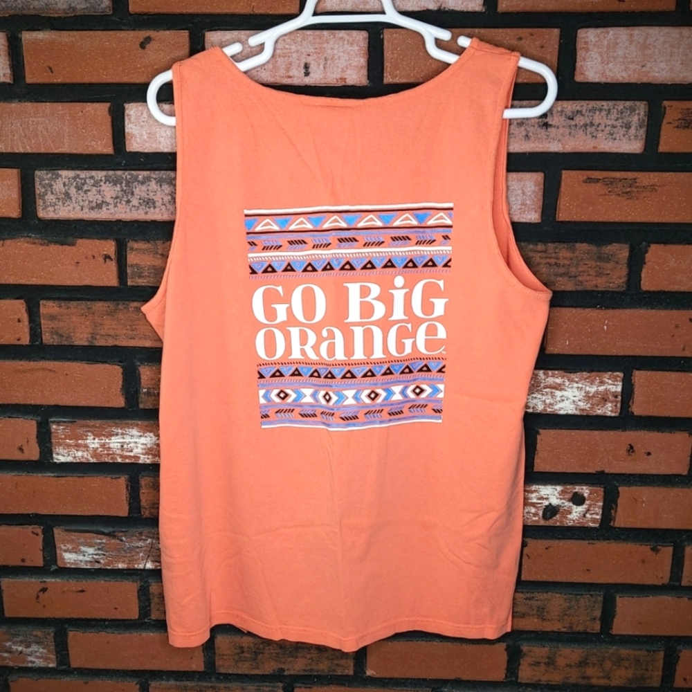 Comfort Colors Tennessee Vols Tank Tee Shirt XL UT Go Big Orange Print New NCAA